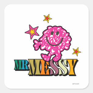 Helles Rosa Herr Messy Funkelnde Sterne Quadratischer Aufkleber