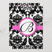 Helles rosa Herz & Wirbel Damask Menü Menükarte (Vorne/Hinten)