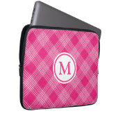 Helles rosa Karomuster mit Monogramm Laptopschutzhülle (Vorne Rechts)