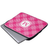 Helles rosa Karomuster mit Monogramm Laptopschutzhülle (Vorne Knopf)