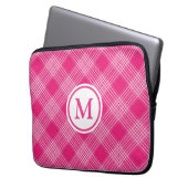 Helles rosa Karomuster mit Monogramm Laptopschutzhülle (Vorderseite Links)