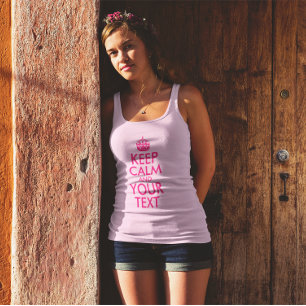 Helles Rosa Keep Calm und Dein Text Tank Top
