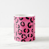 Helles rosa Leopard-Druck-Gewohnheits-Monogramm Kaffeetasse (Mittel)