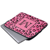 Helles rosa Leopard-Druck-Gewohnheits-Monogramm Laptopschutzhülle (Vorne Knopf)