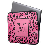 Helles rosa Leopard-Druck-Gewohnheits-Monogramm Laptopschutzhülle (Vorderseite Links)