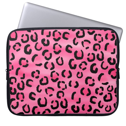 Helles rosa Leopard-Druck-Muster Laptopschutzhülle (Vorderseite)