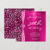 Helles Rosa Leopard Glam 30. Geburtstag Einladung (Vorne/Hinten)