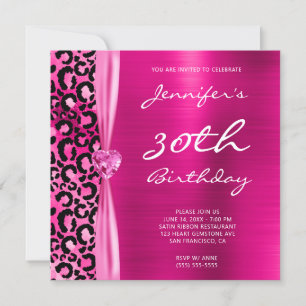 Helles Rosa Leopard Glam 30. Geburtstag Einladung