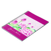 Helles rosa Lotus-Aquarell, das Washi Papier malt Notizblock (Linke Seite)