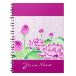 Helles rosa Lotus-Aquarell, das Washi Papier malt Notizblock
