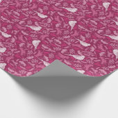 Helles rosa Mauve Winter White Bird Blumenmuster Geschenkpapier (Ecke)
