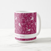 Helles rosa Mauve Winter White Bird Blumenmuster Kaffeetasse (VorderseiteRechts)