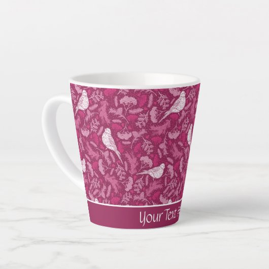 Helles rosa Mauve Winter White Bird Blumenmuster Milchtasse (Linke Ecke)