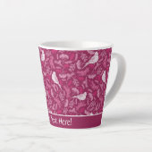 Helles rosa Mauve Winter White Bird Blumenmuster Milchtasse (Rechte Ecke)