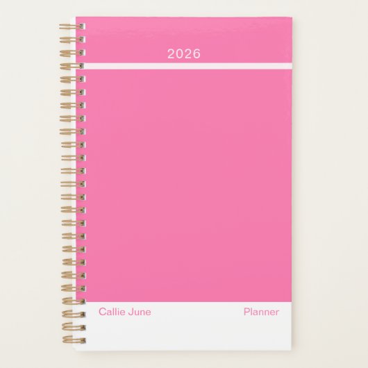 Helles Rosa minimalistischer Planer (Vorderseite)