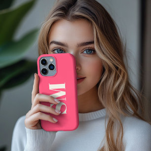 Helles Rosa-Monogramm-Initiale iPhone 13 Pro Max Hülle