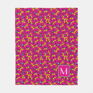 Helles rosa Muster Monogramm Fleecedecke