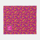 Helles rosa Muster | Monogramm Fleecedecke (Vorderseite (Horizontal))