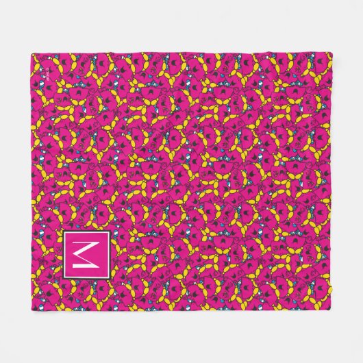 Helles rosa Muster | Monogramm Fleecedecke (Vorderseite (Horizontal))
