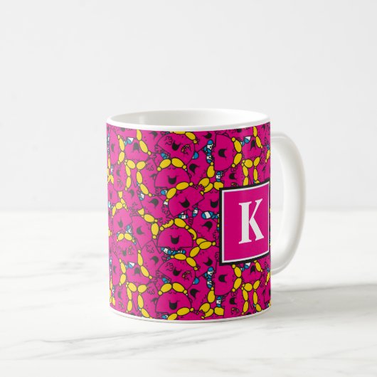 Helles rosa Muster | Monogramm Kaffeetasse (VorderseiteRechts)