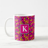 Helles rosa Muster | Monogramm Kaffeetasse (Links)
