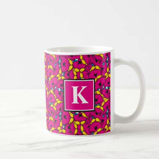 Helles rosa Muster | Monogramm Kaffeetasse (Rechts)