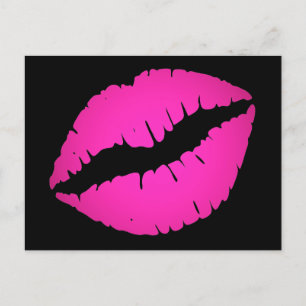 Helles Rosa-Ombre-Lippenstift-Kuss Schwarz Postkarte