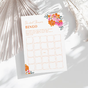 Helles Rosa Orange Brautparty Bingo Game Einladung
