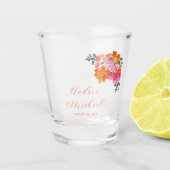 Helles Rosa & Orange Vibrannende Sommerblumenhochz Schnapsglas (Vorderseite)