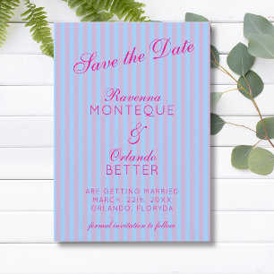 Helles Rosa Retro Blau Rosa Streifen Hochzeit Save The Date