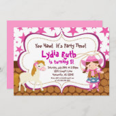 Helles rosa Stern-Cowgirl-und Einladung (Vorne/Hinten)