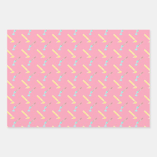 Helles rosa Stift Muster - Kunstgezeichnete Kunst Geschenkpapier Set (Vorderseite 3)
