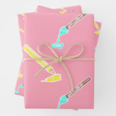 Helles rosa Stift Muster - Kunstgezeichnete Kunst Geschenkpapier Set (Beispiel)