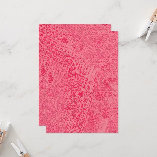 Helles rosa Textildesign mit zentraler Blu Einladung (Vorderseite/Rückseite Beispiel)