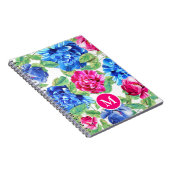 Helles Rosa und Blaues Blumen Schön Monogrammiert Notizblock (Rechte Seite)