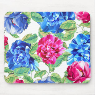 Helles Rosa und Blaues Blumenmuster hübsches Desig Mousepad