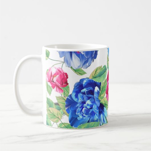 Helles rosa und blaues Hübsches Muster Kaffeetasse (Links)