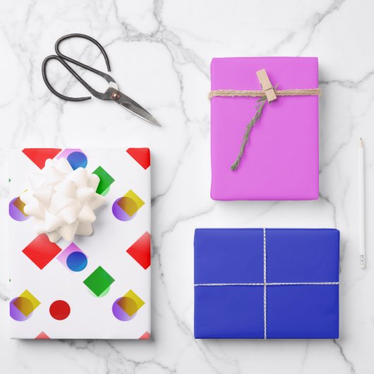 Helles rosa und blaues Umschlagpapier Geschenkpapier Set (Vorderseite)