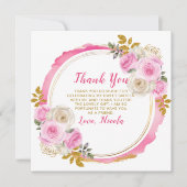 Helles Rosa und Gold Elegante Blume 16 . Geburtsta Dankeskarte (Vorderseite)