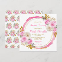 Helles Rosa und Gold Elegante Blume 16 . Geburtsta