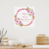 Helles Rosa und Gold Elegante Blume 16 . Geburtsta Poster (Küche)
