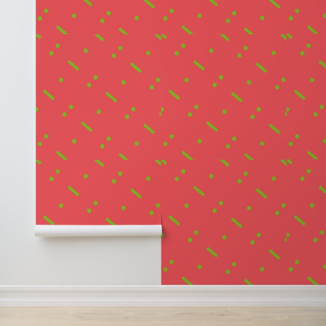 Helles rosa und grünes geometrisches Muster Tapete (Anwendung)
