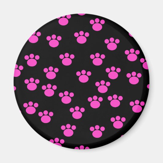 Helles, rosa und schwarz paw Druckmuster. Magnet (Vorne)