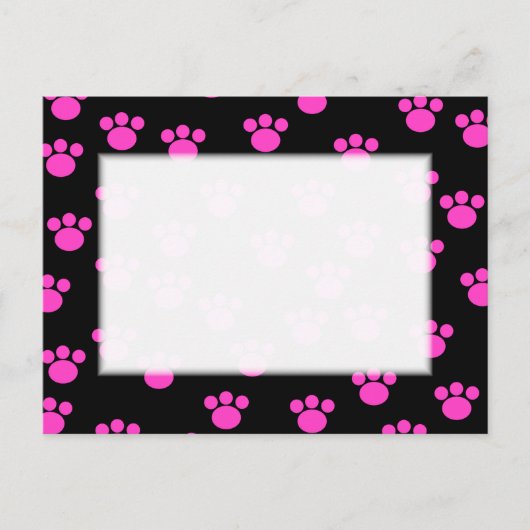 Helles, rosa und schwarz paw Druckmuster. Postkarte (Vorderseite)