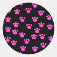 Helles, rosa und schwarz paw Druckmuster.