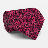 Helles Rosa und schwarzer Leopard mit Flecken Krawatte (Gerollt)