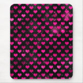 Helles rosa und schwarzes Glam Herz Muster Mousepad (Vorne)