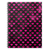 Helles rosa und schwarzes Glam Herz Muster Notizblock (Vorderseite)