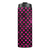 Helles rosa und schwarzes Glam Herz Muster Thermosbecher (Vorderseite)