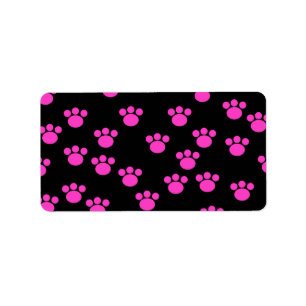 Helles rosa und schwarzes Tatzen-Druck-Muster Adressaufkleber